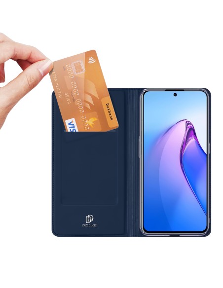 Dux Ducis Skin Pro dėklas, skirtas Oppo Reno 8 Pro dangteliu su atvartu, kortelės piniginės stovu mėlynas Dux Ducis Skin Pro dėklas, skirtas Oppo Reno 8 Pro dangteliu su atvartu, kortelės piniginės stovu mėlynas