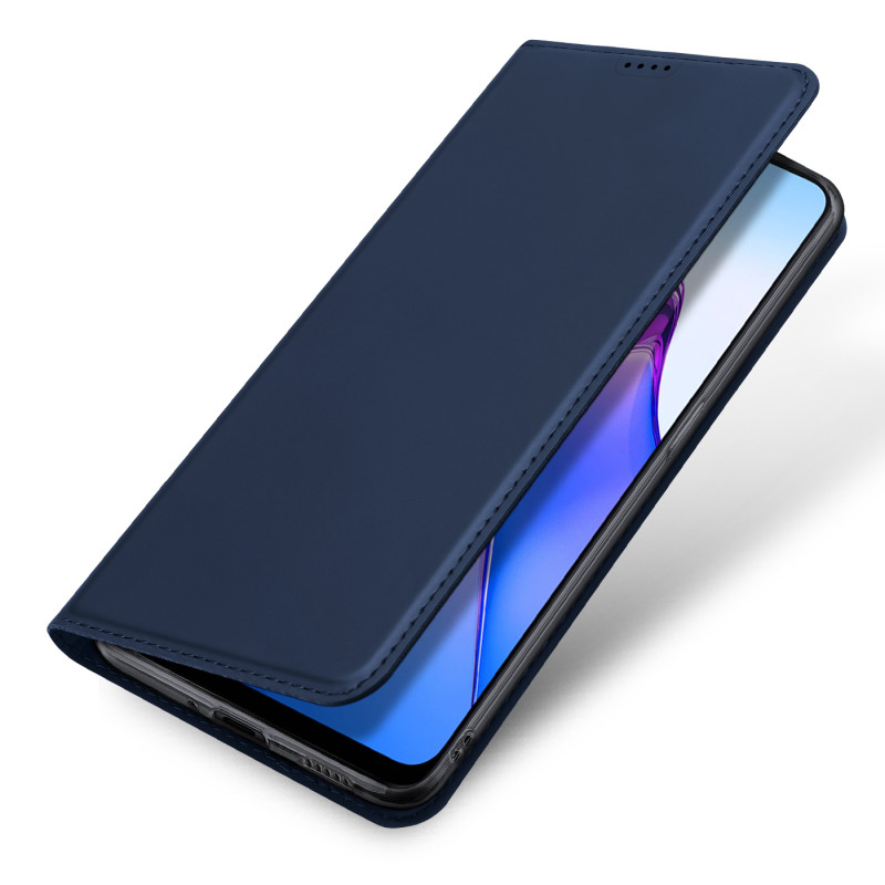 Dux Ducis Skin Pro dėklas, skirtas Oppo Reno 8 Pro dangteliu su atvartu, kortelės piniginės stovu mėlynas