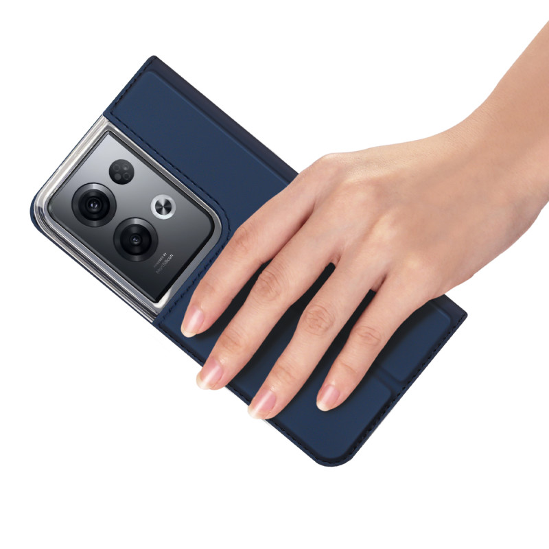 Dux Ducis Skin Pro dėklas, skirtas Oppo Reno 8 Pro dangteliu su atvartu, kortelės piniginės stovu mėlynas