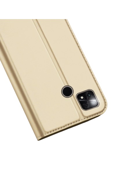Dux Ducis Skin Pro dėklas Xiaomi Poco C40 su atvartu kortelės piniginės stovas auksinis Dux Ducis Skin Pro dėklas Xiaomi Poco C40 su atvartu kortelės piniginės stovas auksinis