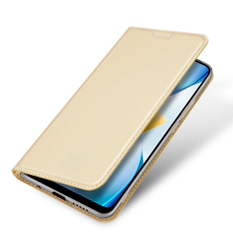 Dux Ducis Skin Pro dėklas Xiaomi Poco C40 su atvartu kortelės piniginės stovas auksinis