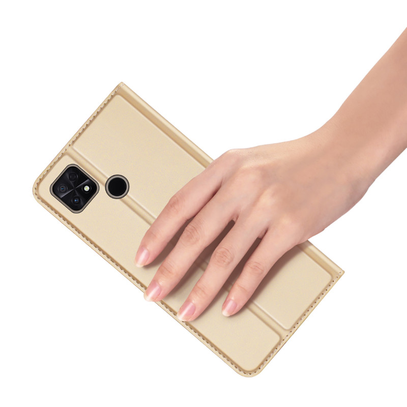 Dux Ducis Skin Pro dėklas Xiaomi Poco C40 su atvartu kortelės piniginės stovas auksinis