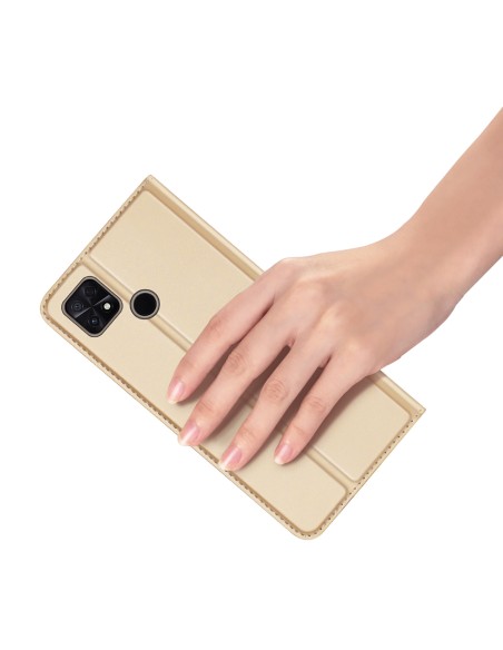 Dux Ducis Skin Pro dėklas Xiaomi Poco C40 su atvartu kortelės piniginės stovas auksinis Dux Ducis Skin Pro dėklas Xiaomi Poco C40 su atvartu kortelės piniginės stovas auksinis
