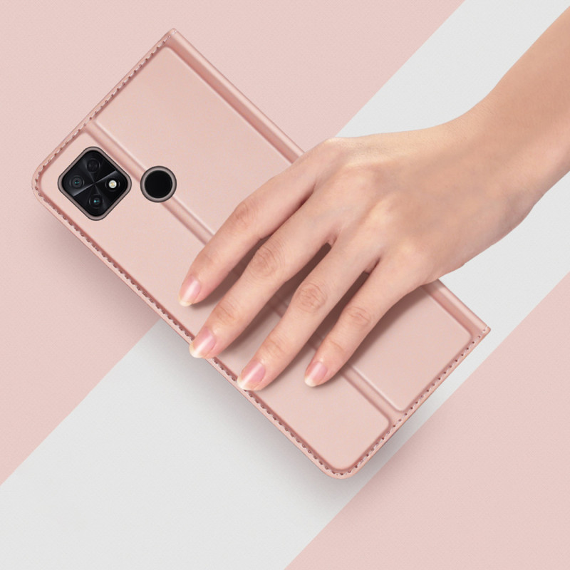 Dux Ducis Skin Pro dėklas Xiaomi Poco C40 su atvartu kortelės piniginės stovas auksinis