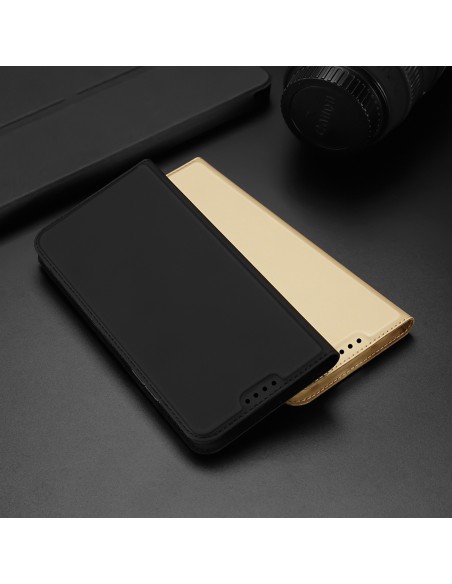 Dux Ducis Skin Pro dėklas Xiaomi Poco C40 su atvartu kortelės piniginės stovas auksinis Dux Ducis Skin Pro dėklas Xiaomi Poco C40 su atvartu kortelės piniginės stovas auksinis
