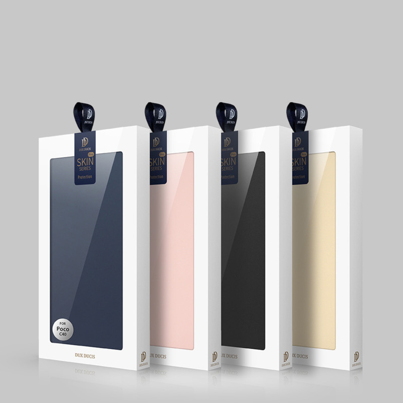 Dux Ducis Skin Pro dėklas Xiaomi Poco C40 su atvartu kortelės piniginės stovas auksinis