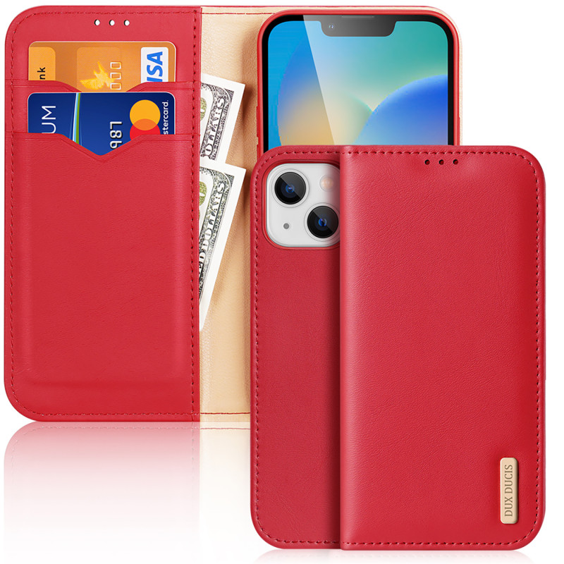 „Dux Ducis Hivo“ odinis atverčiamas dėklas Natūralios odos dėklas piniginė kortelėms ir ID „iPhone 14 Plus Red“ „Dux Ducis Hivo“ odinis atverčiamas dėklas Natūralios odos dėklas piniginė kortelėms ir ID „iPhone 14 Plus Red“