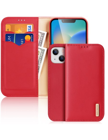 „Dux Ducis Hivo“ odinis atverčiamas dėklas Natūralios odos dėklas piniginė kortelėms ir ID „iPhone 14 Plus Red“ „Dux Ducis Hivo“ odinis atverčiamas dėklas Natūralios odos dėklas piniginė kortelėms ir ID „iPhone 14 Plus Red“