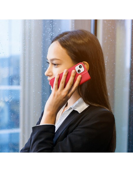 „Dux Ducis Hivo“ odinis atverčiamas dėklas Natūralios odos dėklas piniginė kortelėms ir ID „iPhone 14 Plus Red“ „Dux Ducis Hivo“ odinis atverčiamas dėklas Natūralios odos dėklas piniginė kortelėms ir ID „iPhone 14 Plus Red“