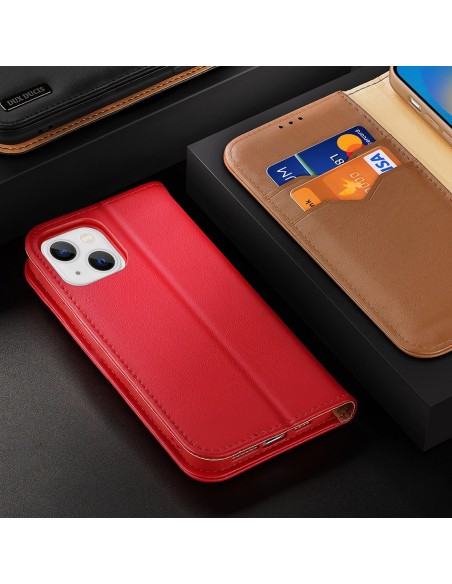 „Dux Ducis Hivo“ odinis atverčiamas dėklas Natūralios odos dėklas piniginė kortelėms ir ID „iPhone 14 Plus Red“ „Dux Ducis Hivo“ odinis atverčiamas dėklas Natūralios odos dėklas piniginė kortelėms ir ID „iPhone 14 Plus Red“