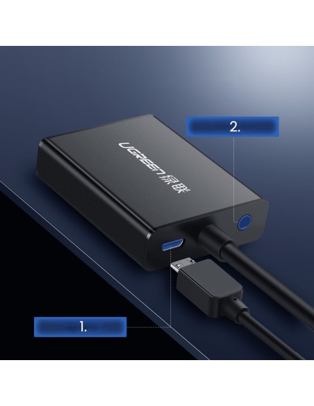Adapteris HDMI - VGA + USB - micro USB kabelis 1m juodas Adapteris HDMI - VGA + USB - micro USB kabelis 1m juodas