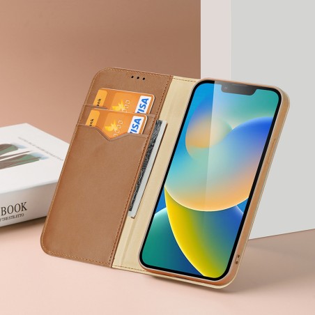 „Dux Ducis Hivo“ odinis atverčiamas dėklas Natūralios odos dėklas piniginė kortelėms ir ID „iPhone 14 Plus“ ruda „Dux Ducis Hivo“ odinis atverčiamas dėklas Natūralios odos dėklas piniginė kortelėms ir ID „iPhone 14 Plus“ ruda