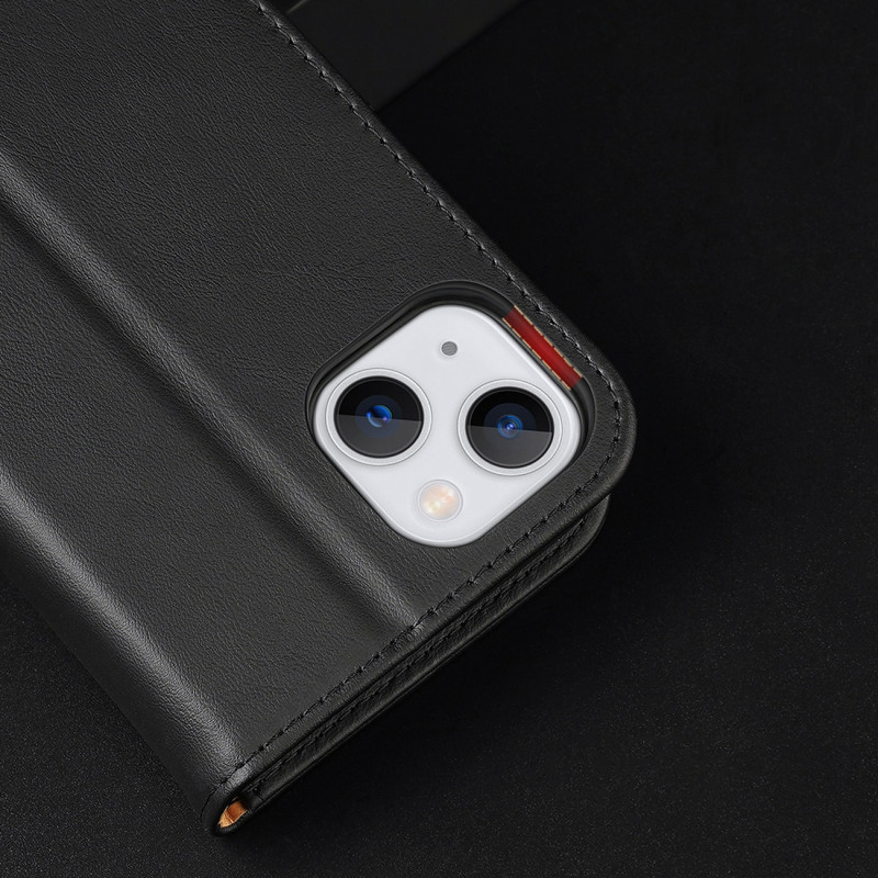 „Dux Ducis Hivo“ odinis atverčiamas dėklas Natūralios odos dėklas piniginė kortelėms ir ID „iPhone 14 Plus“ ruda