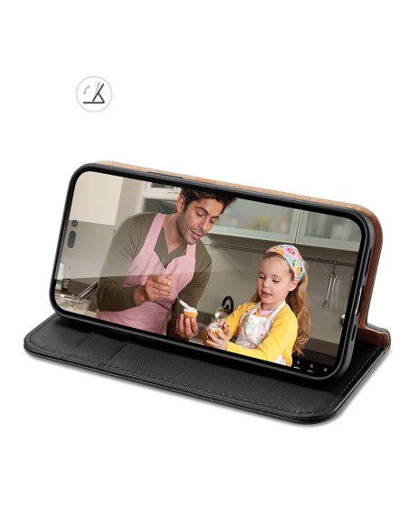 „Dux Ducis Hivo“ odinis atverčiamas dėklas Natūralios odos dangtelis piniginė kortelėms ir ID „iPhone 14 Pro Black“ „Dux Ducis Hivo“ odinis atverčiamas dėklas Natūralios odos dangtelis piniginė kortelėms ir ID „iPhone 14 Pro Black“