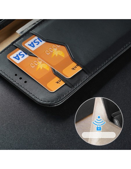 „Dux Ducis Hivo“ odinis atverčiamas dėklas Natūralios odos dangtelis piniginė kortelėms ir ID „iPhone 14 Pro Black“ „Dux Ducis Hivo“ odinis atverčiamas dėklas Natūralios odos dangtelis piniginė kortelėms ir ID „iPhone 14 Pro Black“