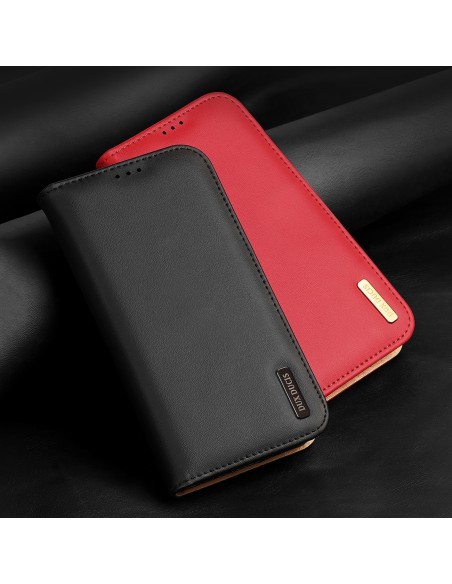 „Dux Ducis Hivo“ odinis atverčiamas dėklas Natūralios odos dangtelis piniginė kortelėms ir ID „iPhone 14 Pro Red“ „Dux Ducis Hivo“ odinis atverčiamas dėklas Natūralios odos dangtelis piniginė kortelėms ir ID „iPhone 14 Pro Red“