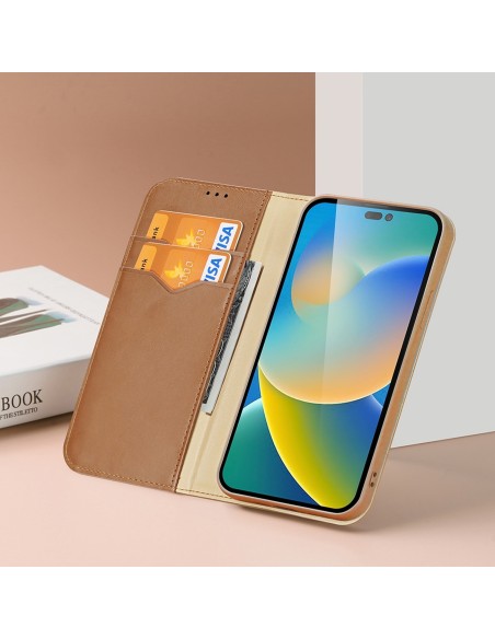 Dux Ducis Hivo odinis atverčiamas dėklas Natūralios odinės dangtelio piniginė kortelėms ir asmens dokumentams iPhone 14 ...