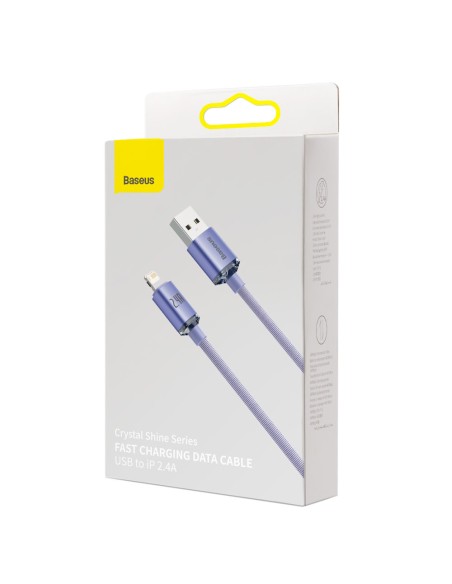 Kabelio laidas greitam įkrovimui ir duomenų perdavimui USB Iphone Lightning 2.4A 2m violetinė
