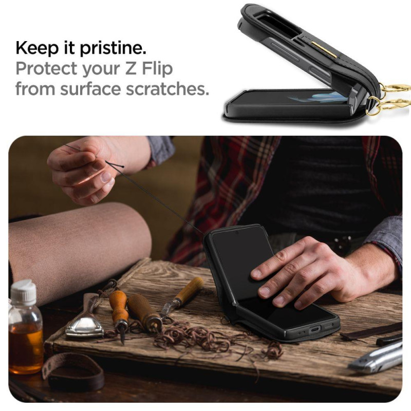 Spigen Linear Calin dėklas, skirtas Samsung Galaxy Z Flip 4 - juodas