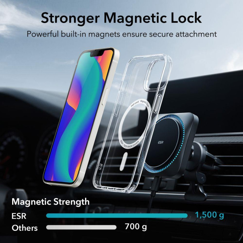 ESR Classic Hybrid Halolock dėklas su MagSafe iPhone 13 / iPhone 14 - skaidrus