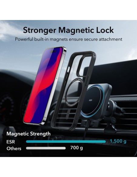ESR Classic Hybrid Halolock Dėklas su MagSafe, skirtas iPhone 14 Pro – skaidrus ir juodas