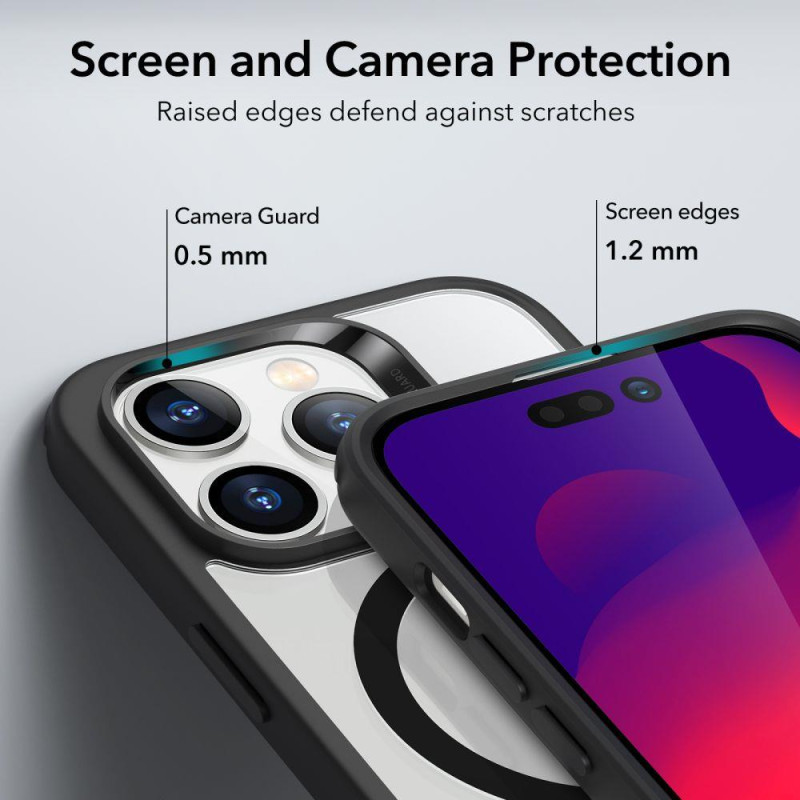 ESR Classic Hybrid Halolock Dėklas su MagSafe, skirtas iPhone 14 Pro – skaidrus ir juodas