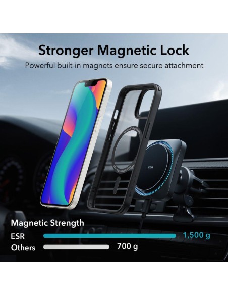 ESR Classic Hybrid Halolock Dėklas su MagSafe, skirtas iPhone 14 Plus – skaidrus ir juodas ESR Classic Hybrid Halolock Dėklas su MagSafe, skirtas iPhone 14 Plus – skaidrus ir juodas