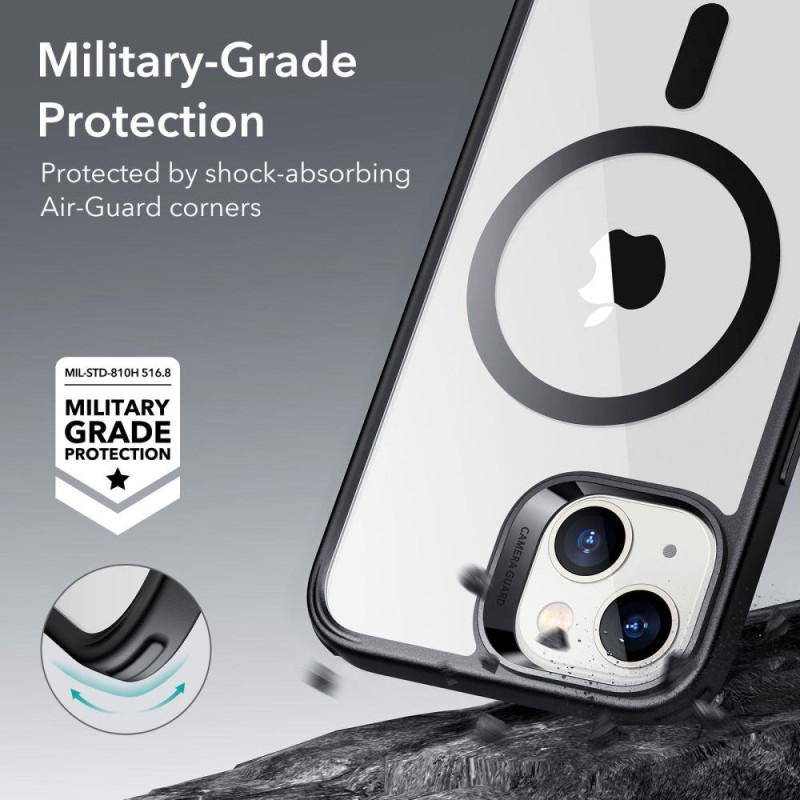 ESR Classic Hybrid Halolock Dėklas su MagSafe, skirtas iPhone 14 Plus – skaidrus ir juodas