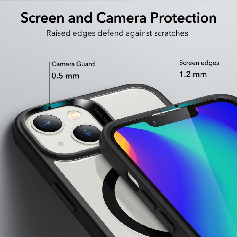 ESR Classic Hybrid Halolock Dėklas su MagSafe, skirtas iPhone 14 Plus – skaidrus ir juodas