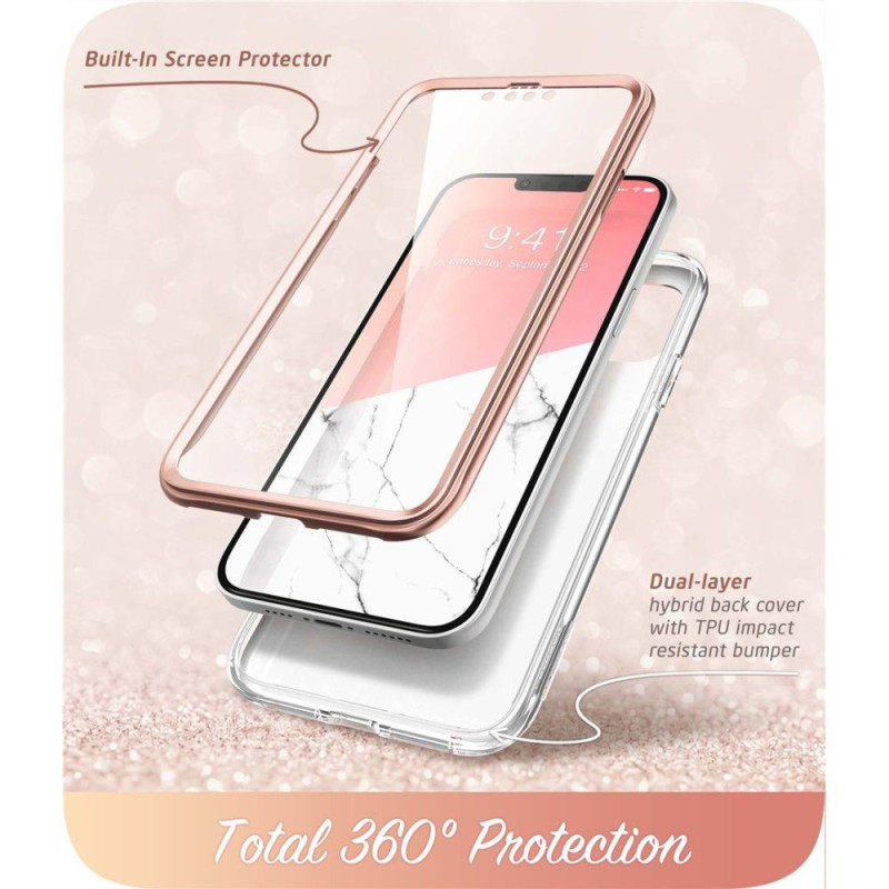 Supcase Cosmo dėklas iPhone 14 Plus - rožinis marmuras