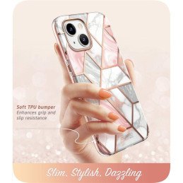 Supcase Cosmo dėklas iPhone 14 Plus - rožinis marmuras