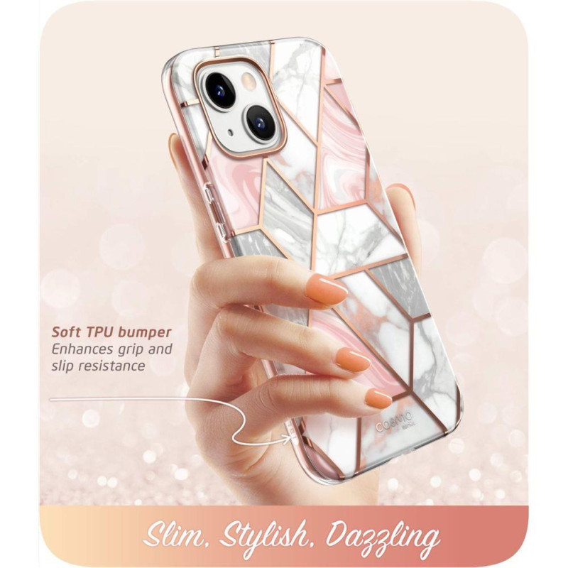 Supcase Cosmo dėklas iPhone 14 Plus - rožinis marmuras