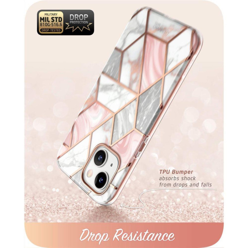 Supcase Cosmo dėklas iPhone 14 Plus - rožinis marmuras
