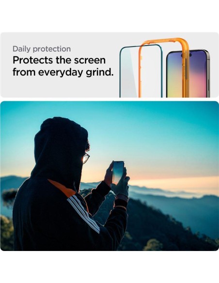 Spigen ALM Glass FC grūdintas stiklas skirtas iPhone 14 Pro - juodas 2 vnt. Spigen ALM Glass FC grūdintas stiklas skirtas iPhone 14 Pro - juodas 2 vnt.