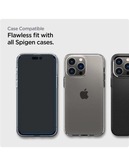Spigen ALM Glass FC grūdintas stiklas skirtas iPhone 14 Pro - juodas 2 vnt. Spigen ALM Glass FC grūdintas stiklas skirtas iPhone 14 Pro - juodas 2 vnt.