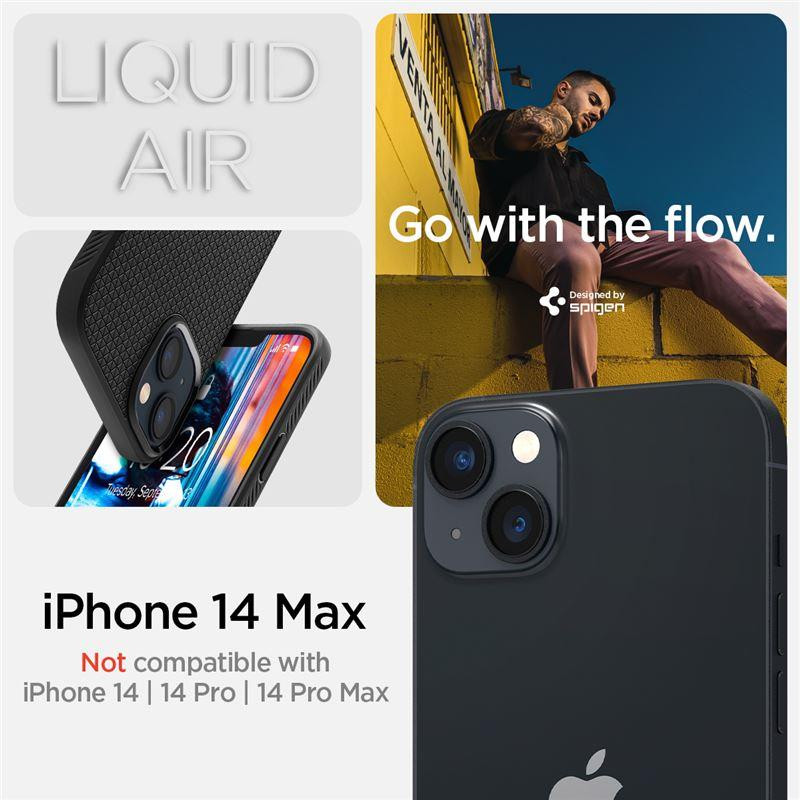 Spigen Liquid Air dėklas, skirtas iPhone 14 Plus - matinė juoda