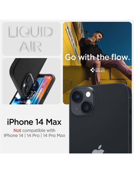Spigen Liquid Air dėklas, skirtas iPhone 14 Plus - matinė juoda Spigen Liquid Air dėklas, skirtas iPhone 14 Plus - matinė juoda
