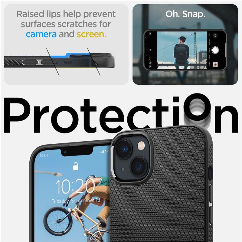 Spigen Liquid Air dėklas, skirtas iPhone 14 Plus - matinė juoda