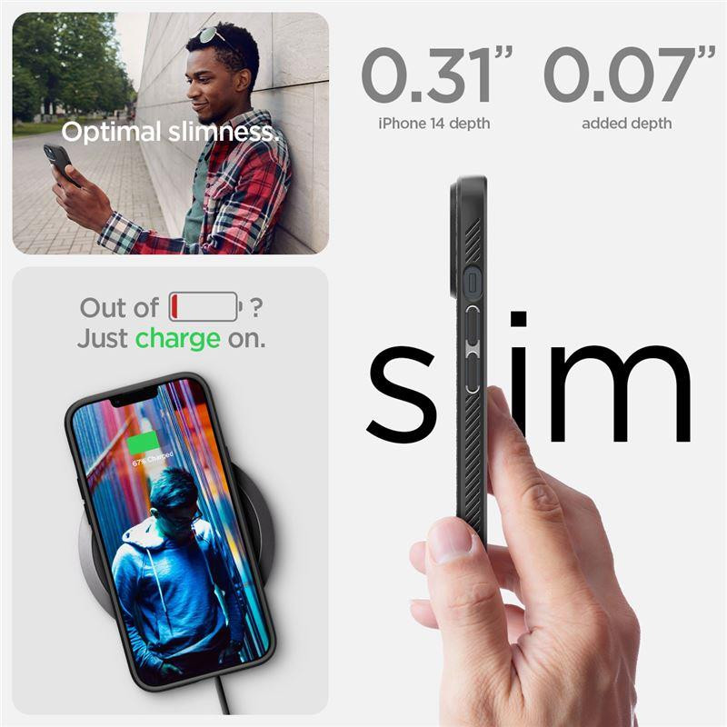 Spigen Liquid Air dėklas, skirtas iPhone 14 Plus - matinė juoda