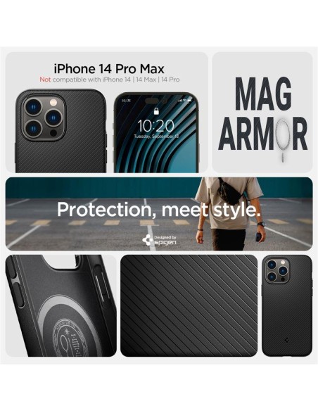 Spigen Mag Armor dėklas su MagSafe, skirtas iPhone 14 Pro Max - matinė juoda Spigen Mag Armor dėklas su MagSafe, skirtas iPhone 14 Pro Max - matinė juoda