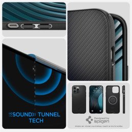 Spigen Mag Armor dėklas su MagSafe, skirtas iPhone 14 Pro Max - matinė juoda