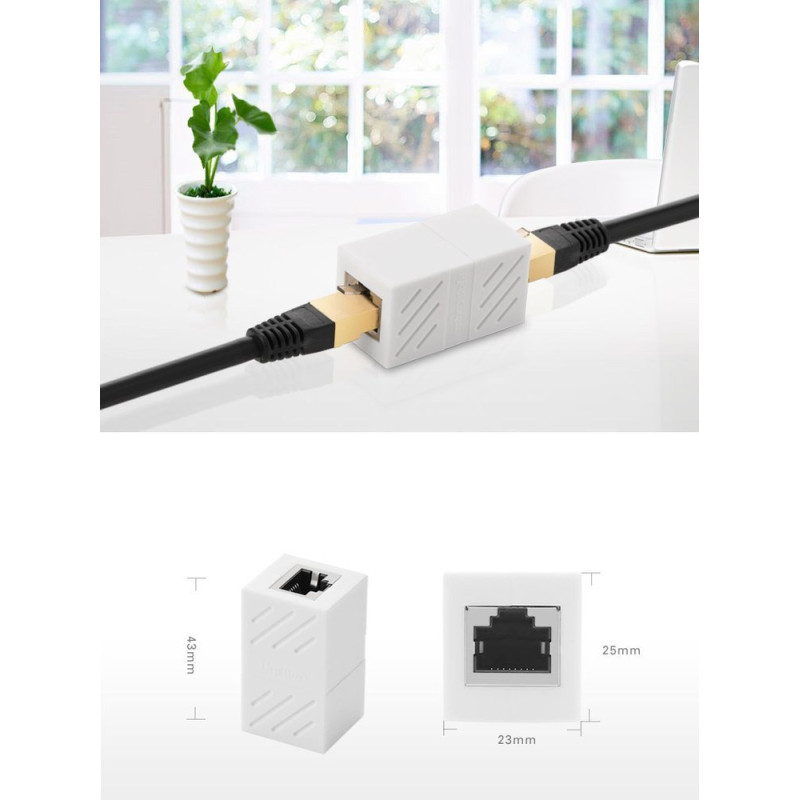 RJ45 susukto tinklo kabelio jungtis balta