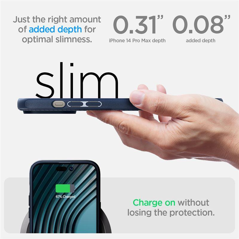 Spigen Mag Armor dėklas iPhone 14 Pro Max - mėlynas