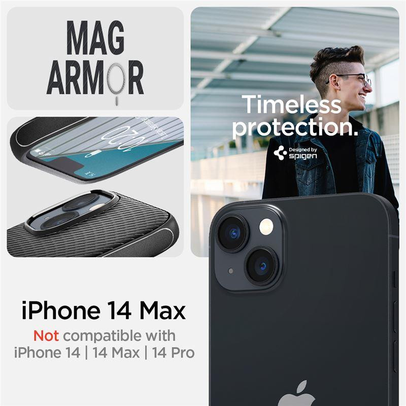 Spigen Mag Armor dėklas iPhone 14 Plus - matinės juodos spalvos