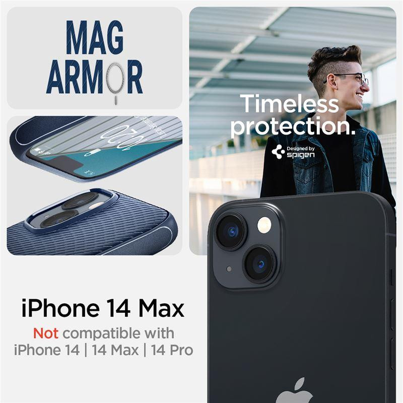 Spigen Mag Armor dėklas iPhone 14 Plus - mėlynas