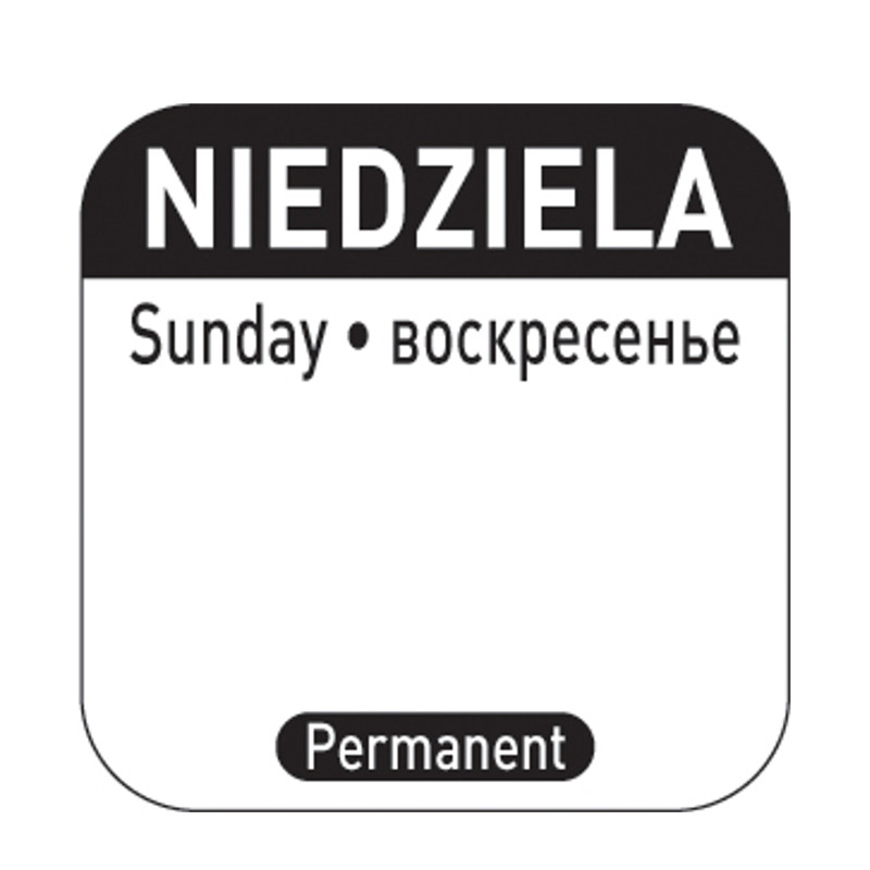 Maisto saugos lipdukai daugkartinei tarai Sunday PL RU EN 1000 vnt.Hendi 850138