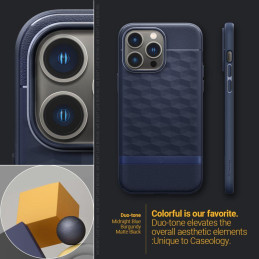 Caseology Parallax Mag dėklas su MagSafe, skirtas iPhone 14 Pro Max - tamsiai mėlynas