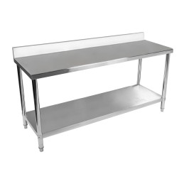 Sieninis gastronominis plieninis stalviršis su apvadu ir lentyna 200x60cm