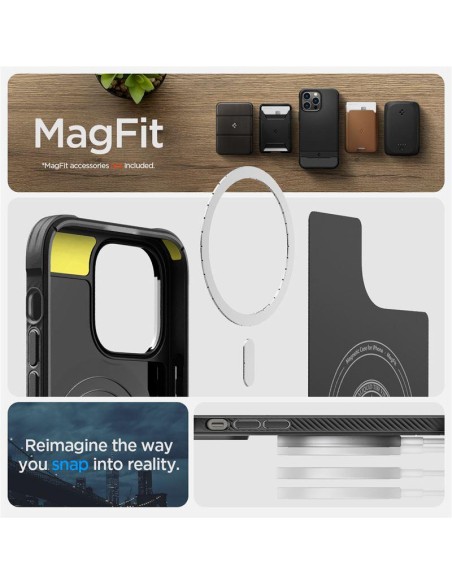 Spigen Rugged Armor Mag dėklas su MagSafe, skirtas iPhone 14 Pro Max - matinė juoda