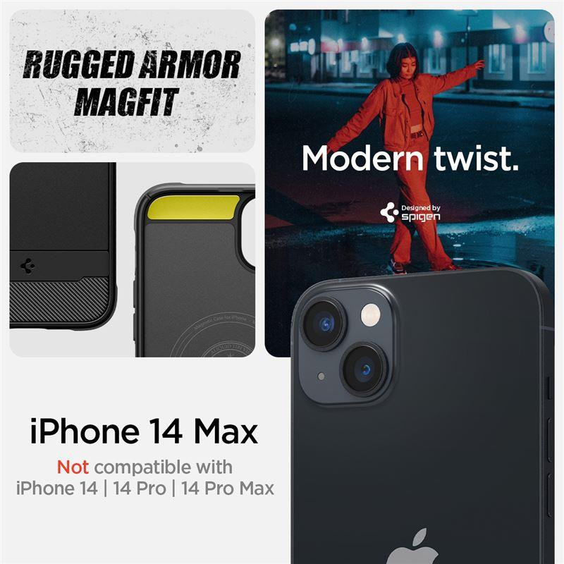 Spigen Rugged Armor Mag dėklas su MagSafe iPhone 14 Plus - matinė juoda
